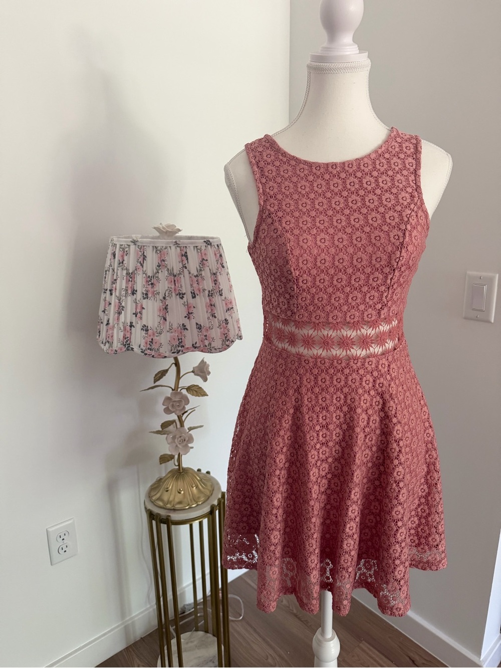 Papaya Rose Pink Lace Sleeveless Fit & Flare Dress